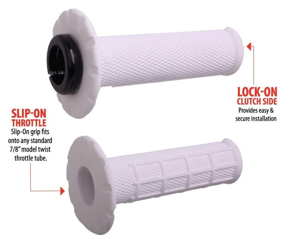 Odi Manetki Off Road Half Waffle Universal Lock-On Grip Set Kolor Biały