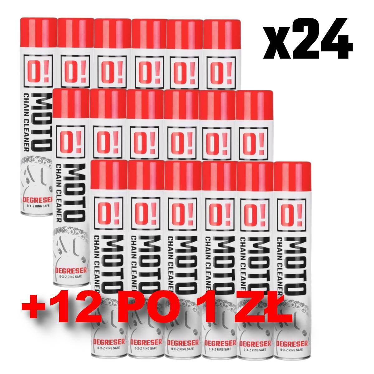 Omoto Zestaw 36 Sztuk Spray Do Mycia Łańcucha 750Ml O! Chain Cleaner + 12 S