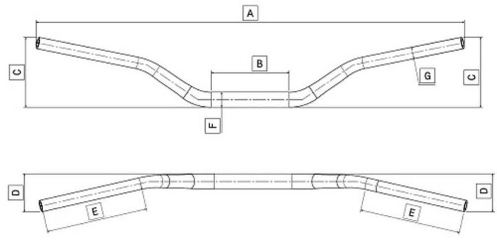 Domino Kierownica Aluminiowa Ergal 7075 Fatbar 28Mm Wysoka Z Poprzeczką Kol - zdjęcie 3