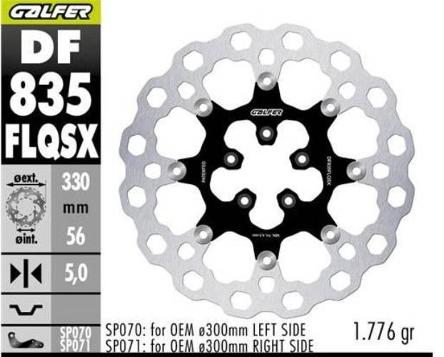 Galfer Tarcza Hamulcowa Przód Harley-Davidson 330X56X5 Pływająca Cubiq Supe