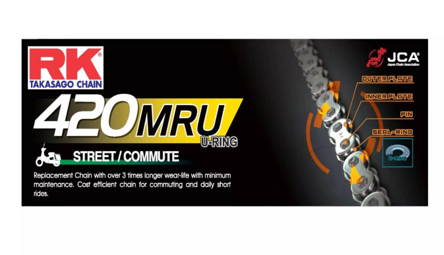 Rk Łańcuch Napędowy 420Mru-142 U-Ring Zapinka Cl W Zestawie Kolor Standard