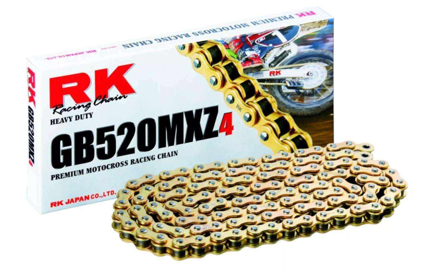 Rk Łańcuch Napędowy Motocross 420Mxz4-120 Zapinka Cl W Zestawie Kolor Złoty