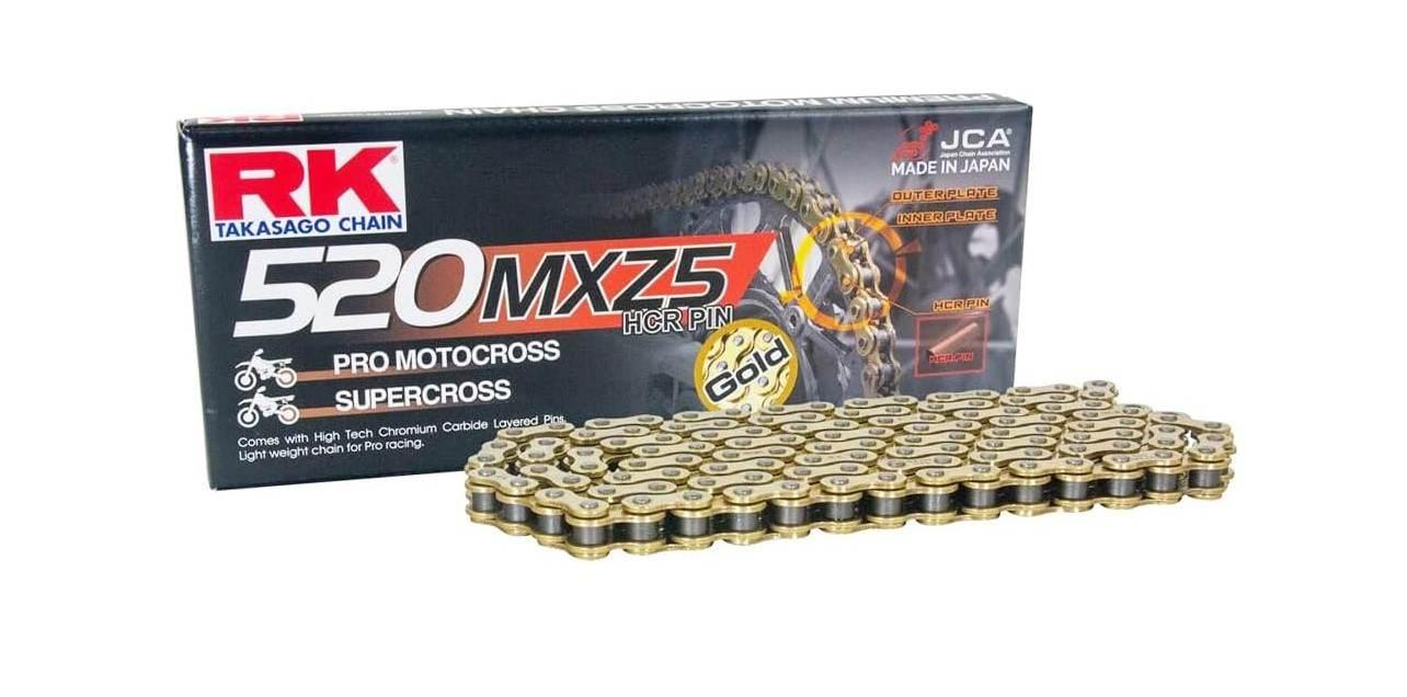 Rk Łańcuch Napędowy Motocross 520Mxz5-120 Zapinka Cl W Zestawie Kolor Złoty