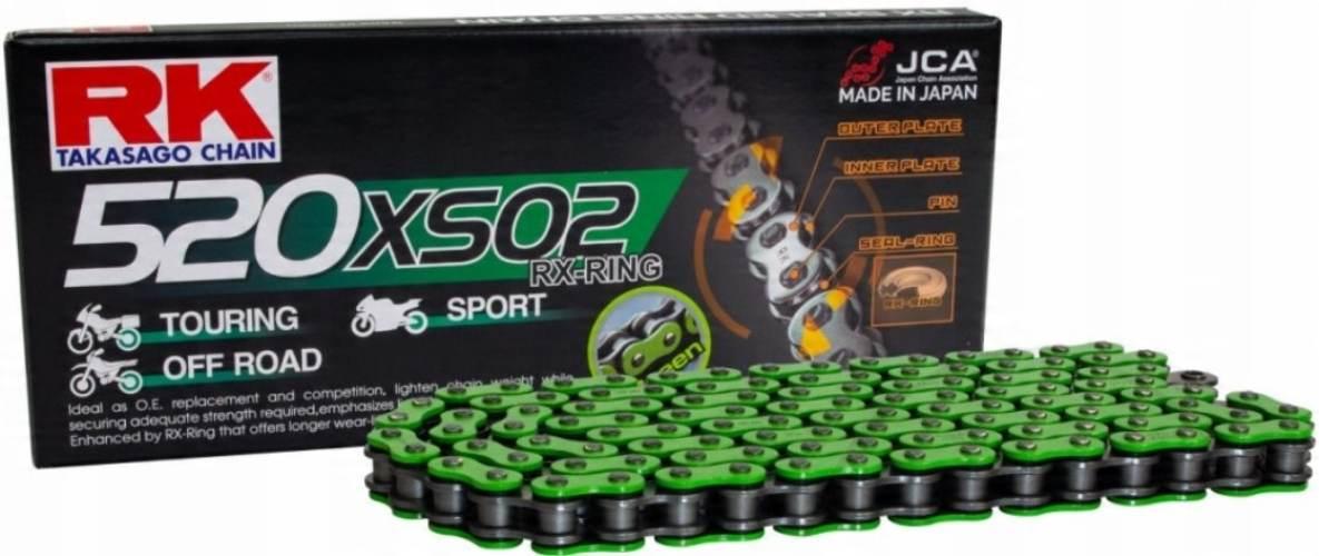Rk Łańcuch Napędowy Motocross 520Mxz5-120 Zapinka Cl W Zestawie Kolor Zielo