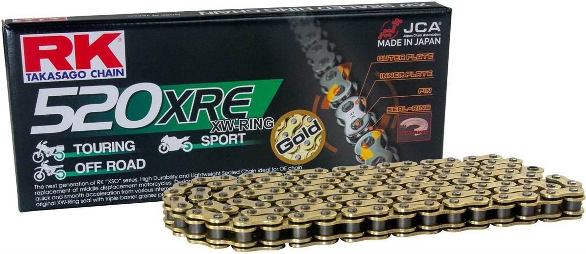 Rk Łańcuch Napędowy Gb520Xre-120 Xw-Ring Zakuwka Clf W Zestawie Kolor Złoty