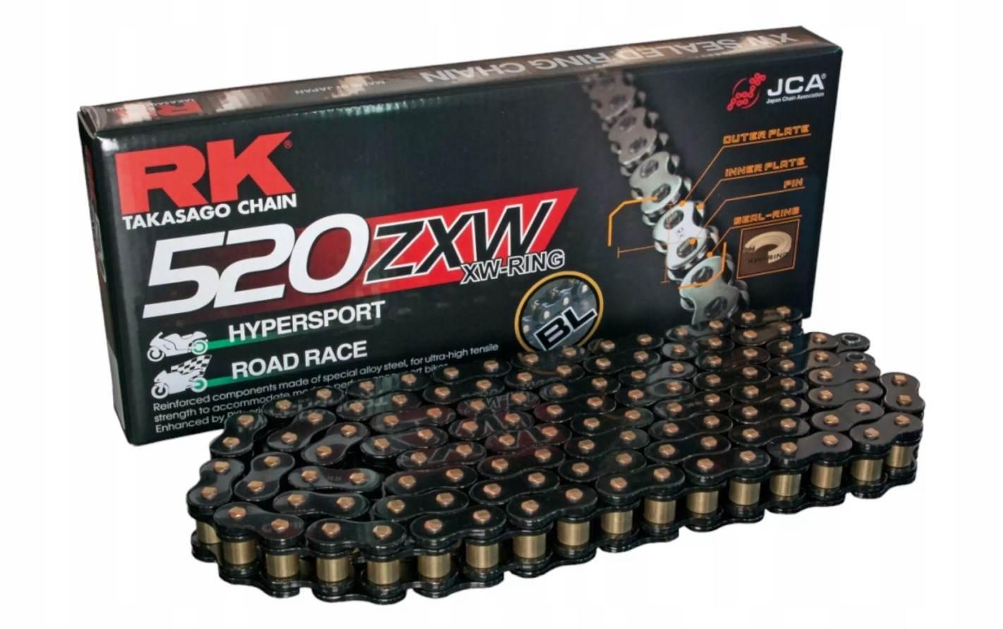Rk Łańcuch Napędowy Bl520Zxw-120 Xw-Ring Zakuwka Clf W Zestawie Kolor Czarn
