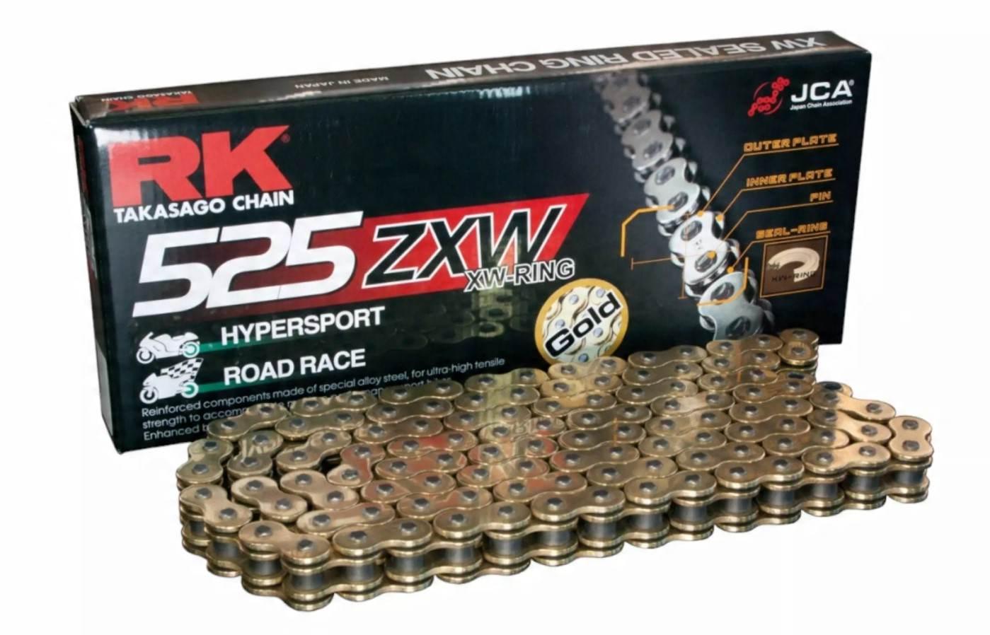 Rk Łańcuch Napędowy Gb525Zxw-120 Xw-Ring Zakuwka Clf W Zestawie Kolor Złoty
