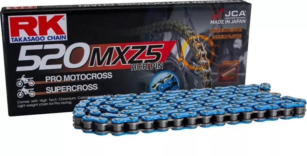 Rk Łańcuch Napędowy Motocross 520Mxz5-120 Zapinka Cl W Zestawie Kolor Niebi