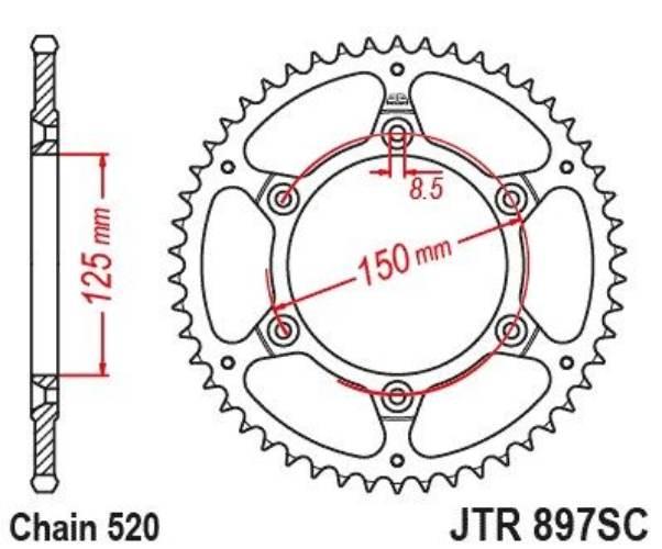 Jt Zębatka Tylna Ktm Exc-F Excf 350 Six Days '24, Smr 450 '23-'24, 690 R En