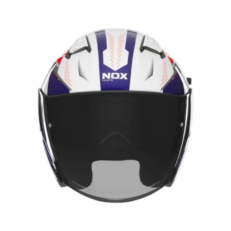 Nox Kask Otwarty Jet Z Blendą N130 Myst Kolor Biały/Niebieski/Czerwony Rozm - zdjęcie 2