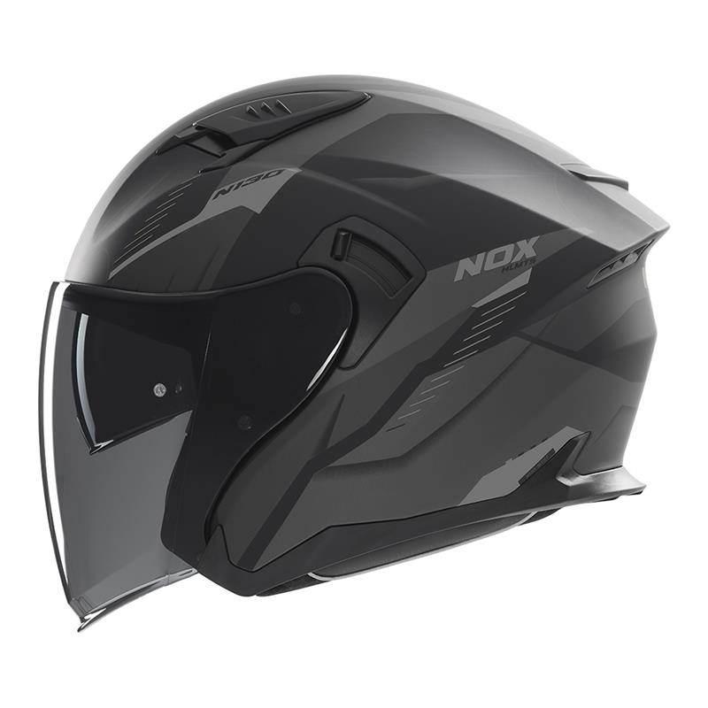 Nox Kask Otwarty Jet Z Blendą N130 Myst Kolor Czarny/Srebrny Mat Rozmiar S