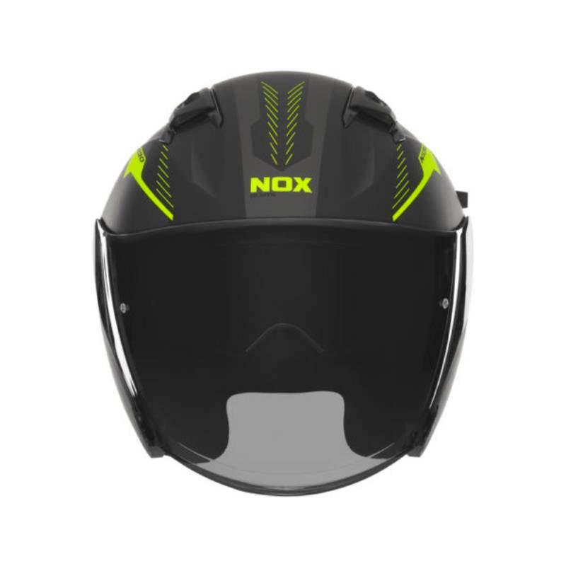 Nox Kask Otwarty Jet Z Blendą N130 Myst Kolor Czarny/Żółty Fluo Mat Rozmiar - zdjęcie 2