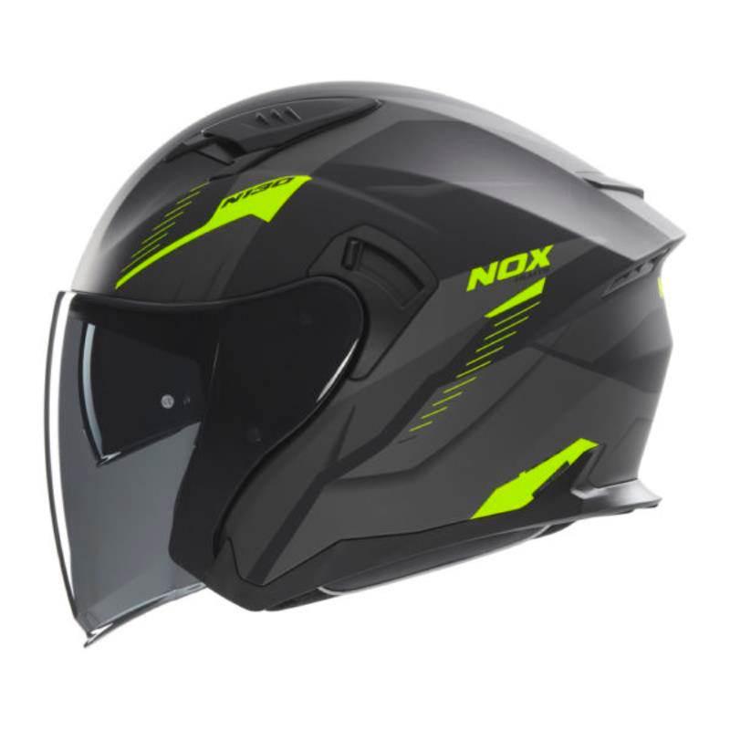 Nox Kask Otwarty Jet Z Blendą N130 Myst Kolor Czarny/Żółty Fluo Mat Rozmiar