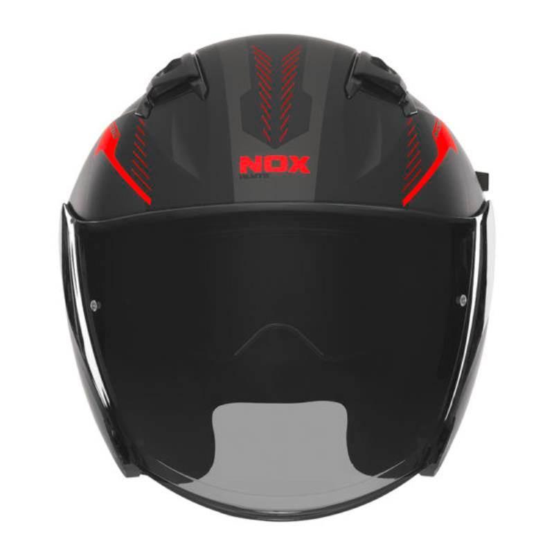 Nox Kask Otwarty Jet Z Blendą N130 Myst Kolor Czarny/Czerwony Mat Rozmiar L - zdjęcie 2