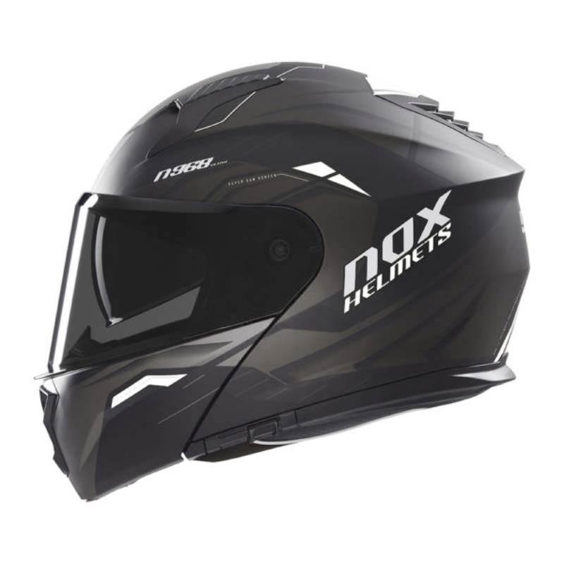 Nox Kask Szczękowy Flip-Up Z Blendą N968 Ultra Kolor Czarny/Biały Mat Rozmi - zdjęcie 2