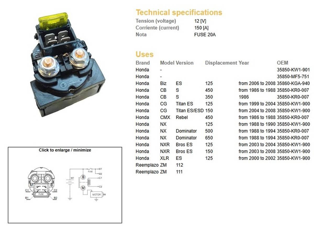 Dze Przekaźnik Rozrusznika Honda Okrągły Z Bezpiecznikiem 150A - Przekaźnik
