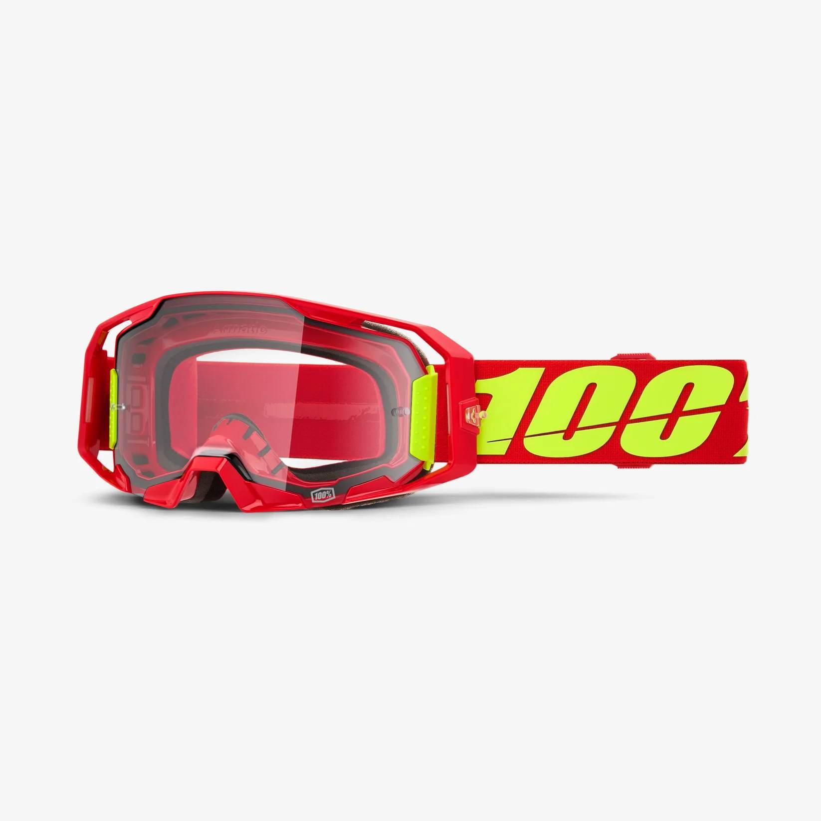 100 Procent Gogle Armatic Red - Clear Lens - Kolor Czerwony/Żółty Fluo Szyb
