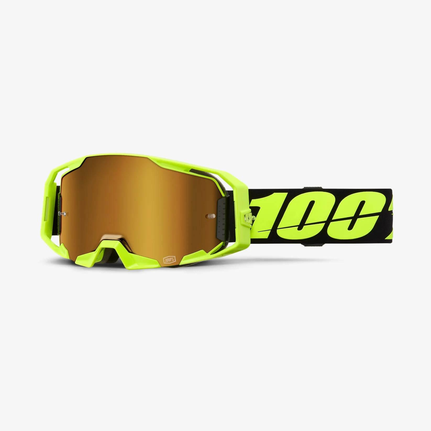 100 Procent Gogle Armatic Neon Yellow - Mirror True Gold Lens - Kolor Żółty