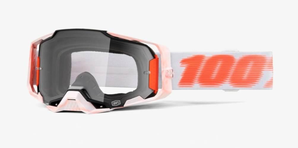 100 Procent Gogle Armega Tubular - Clear Lens - Kolor Biały/Pomarańczowy Sz