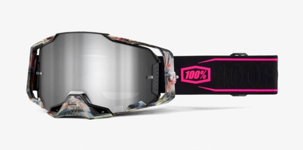 100 Procent Gogle Armega Sarcelle - Mirror Silver Lens - Kolor Czarny/Różow