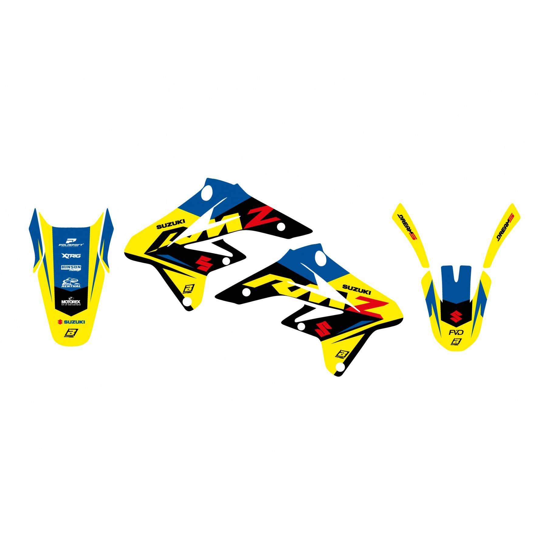 Blackbird Komplet Naklejek Oklein Suzuki Rmz 250 '07-'09 Dream 5 Kolor Żółt - zdjęcie 2