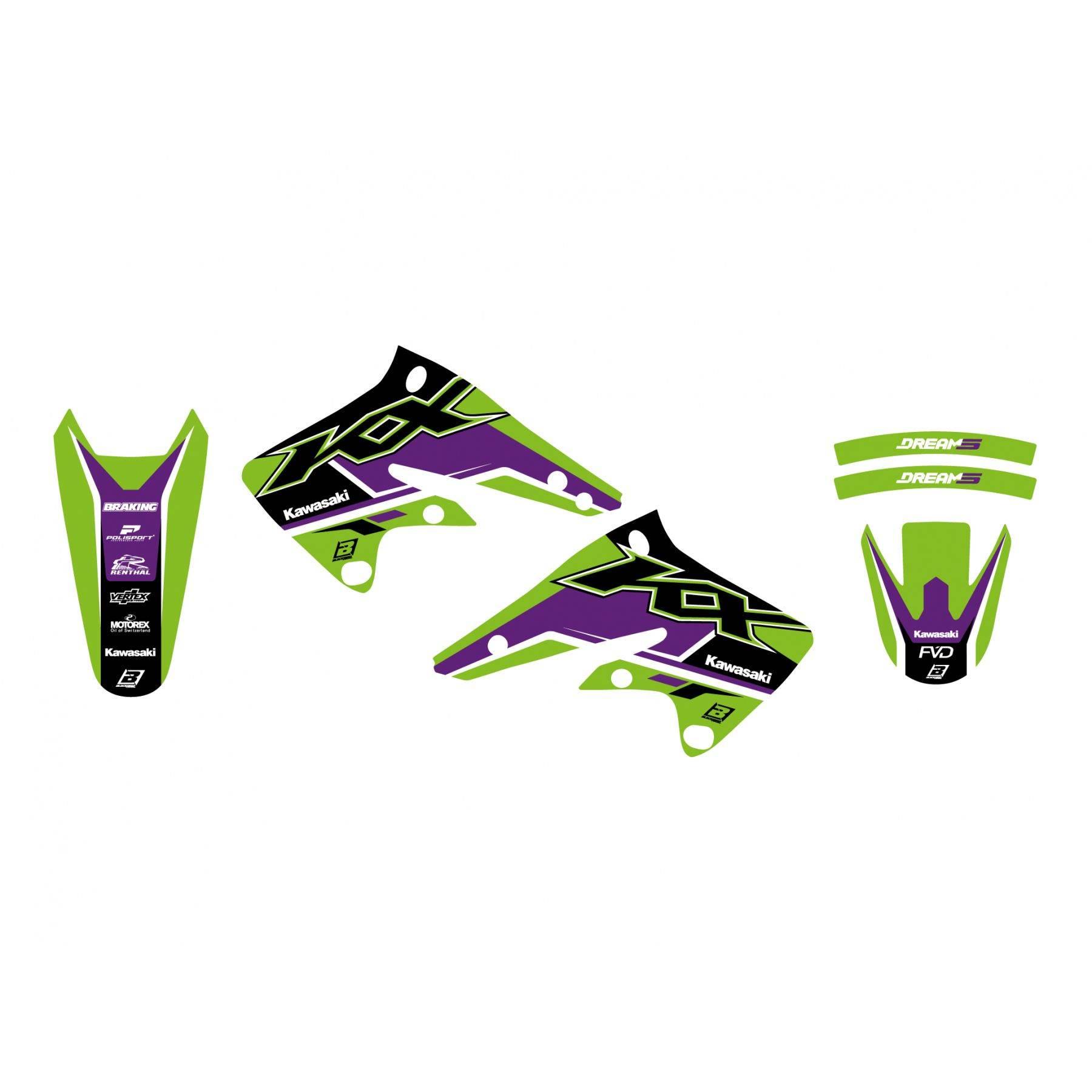 Blackbird Komplet Naklejek Oklein Kawasaki Kx 250F '04-'05 Dream 5 Kolor Zi - zdjęcie 2
