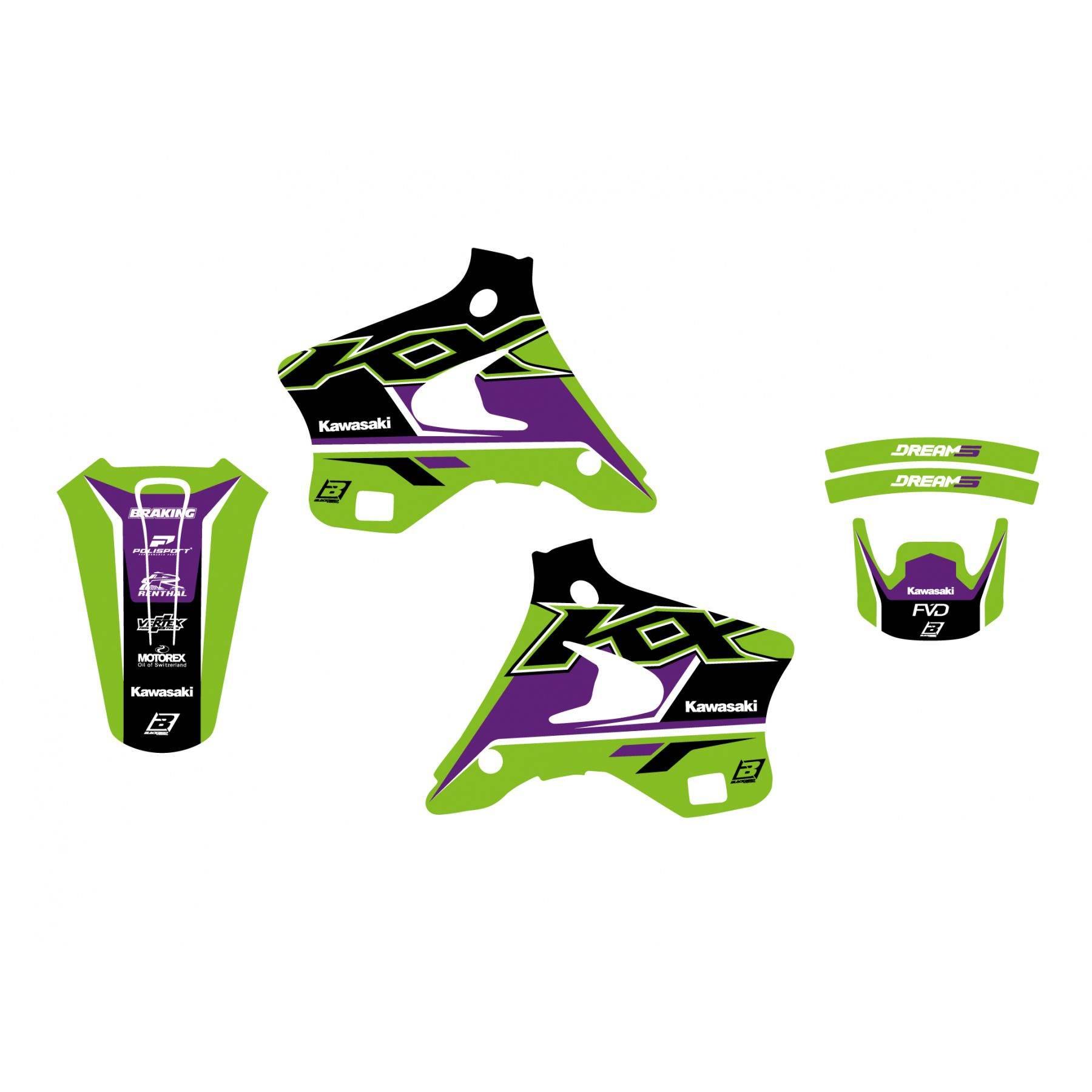 Blackbird Komplet Naklejek Oklein Kawasaki Kx 125/250 '94-'98 Dream 5 Kolor - zdjęcie 2