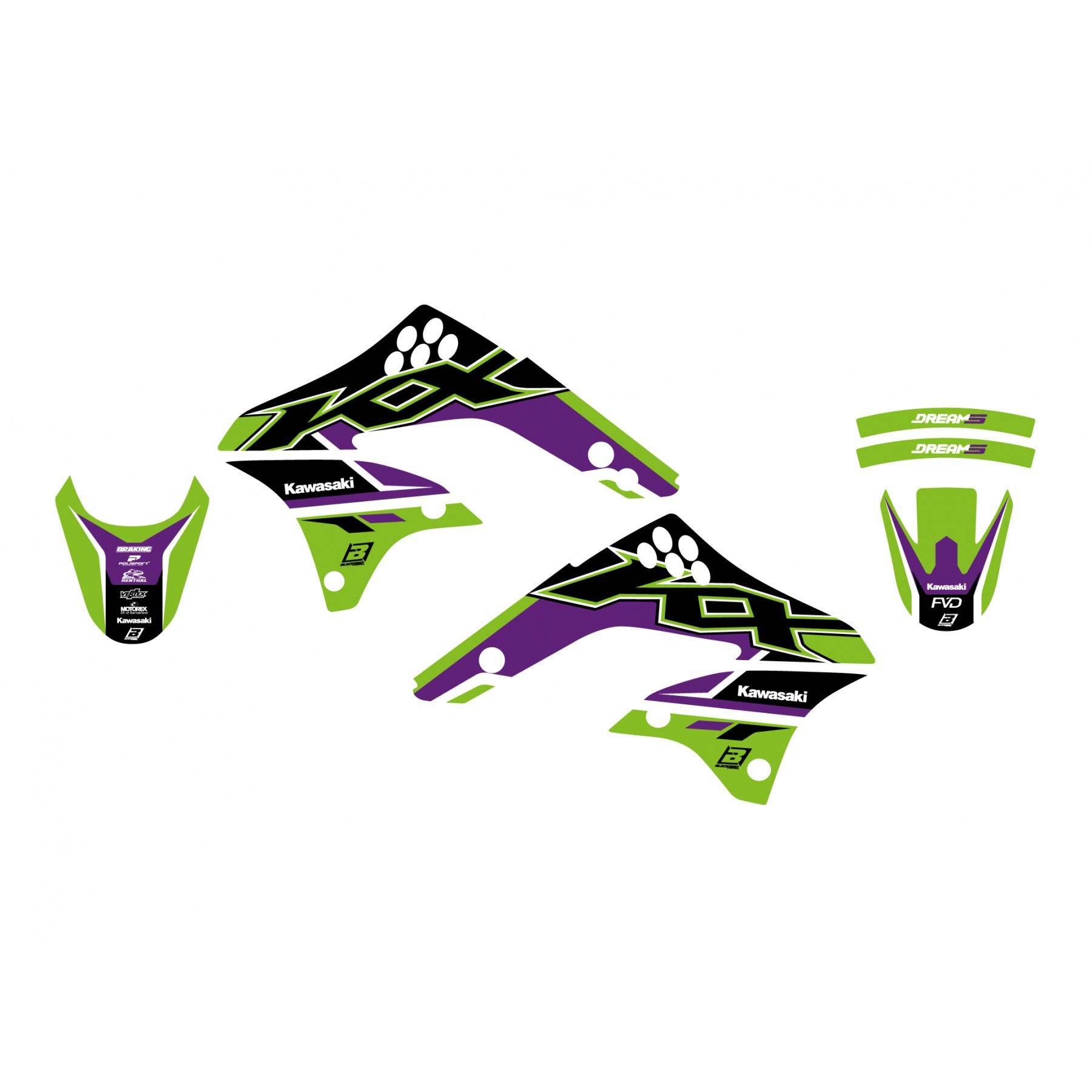 Blackbird Komplet Naklejek Oklein Kawasaki Kx 450F '06-'08 Dream 5 Kolor Zi - zdjęcie 2
