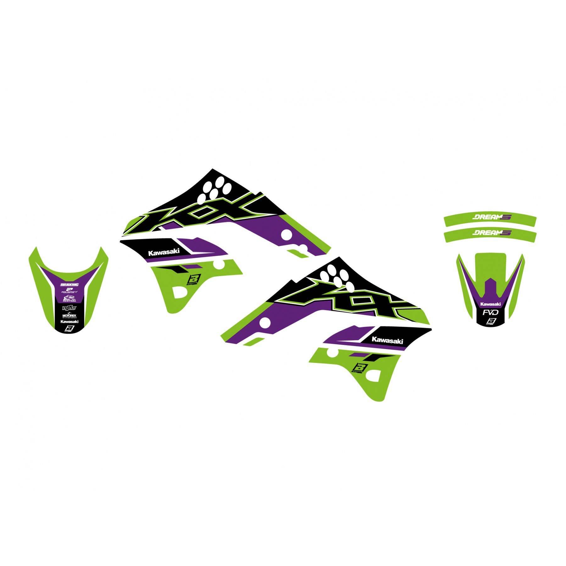 Blackbird Komplet Naklejek Oklein Kawasaki Kx 250F '06-'08 Dream 5 Kolor Zi - zdjęcie 2