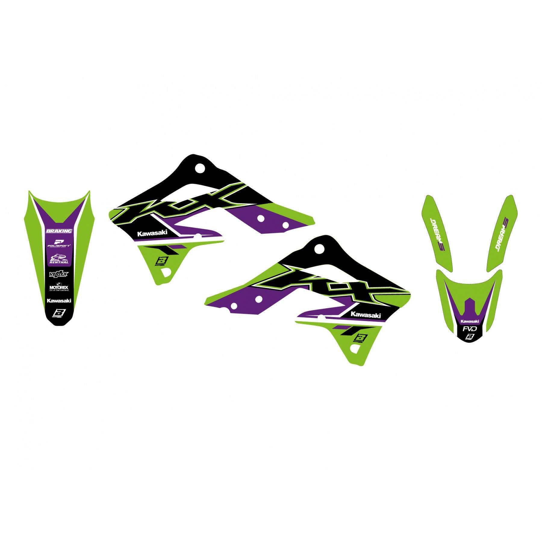 Blackbird Komplet Naklejek Oklein Kawasaki Kx 450F '12-'15 Dream 5 Kolor Zi - zdjęcie 2