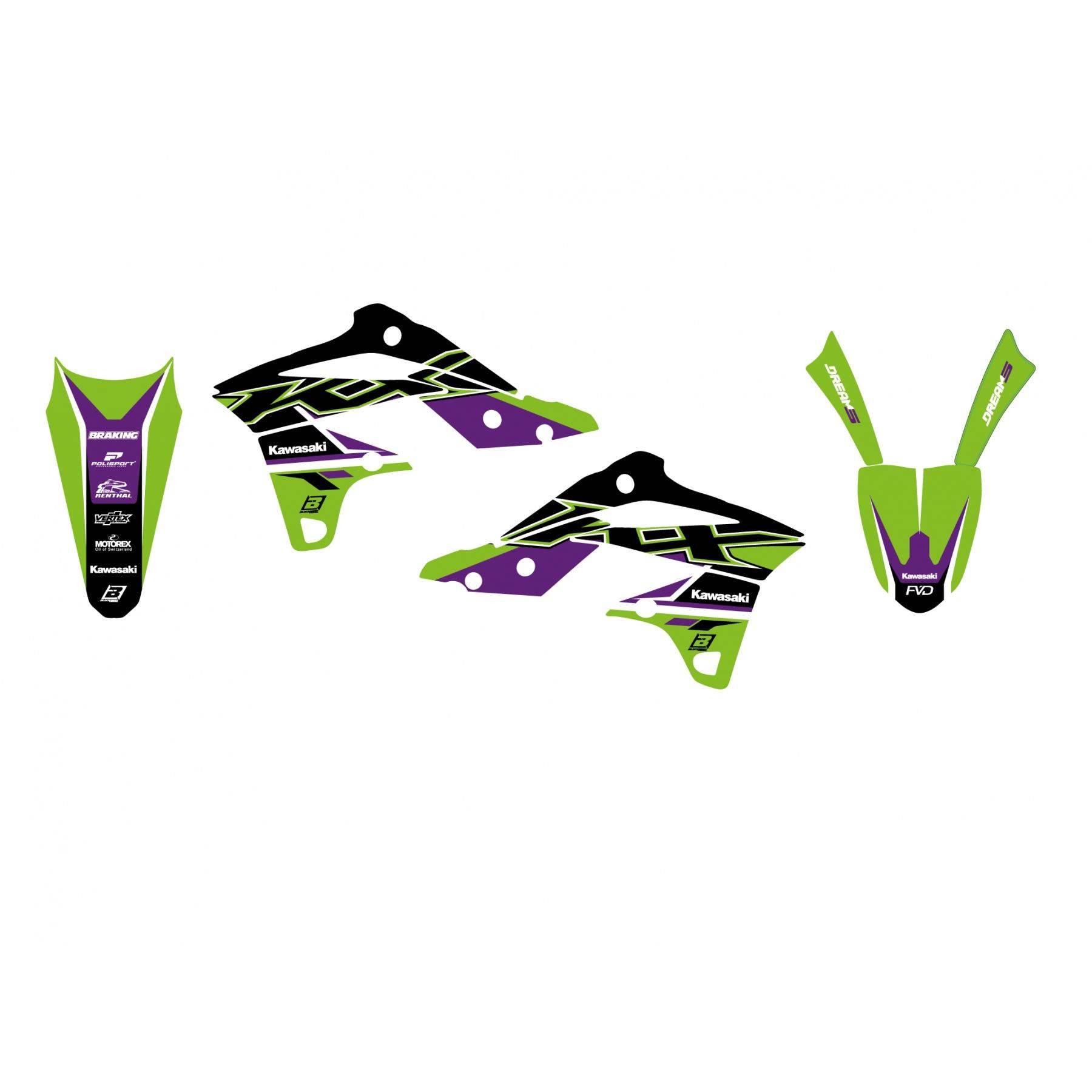 Blackbird Komplet Naklejek Oklein Kawasaki Kx 250F '13-'16 Dream 4 Kolor Zi - zdjęcie 2
