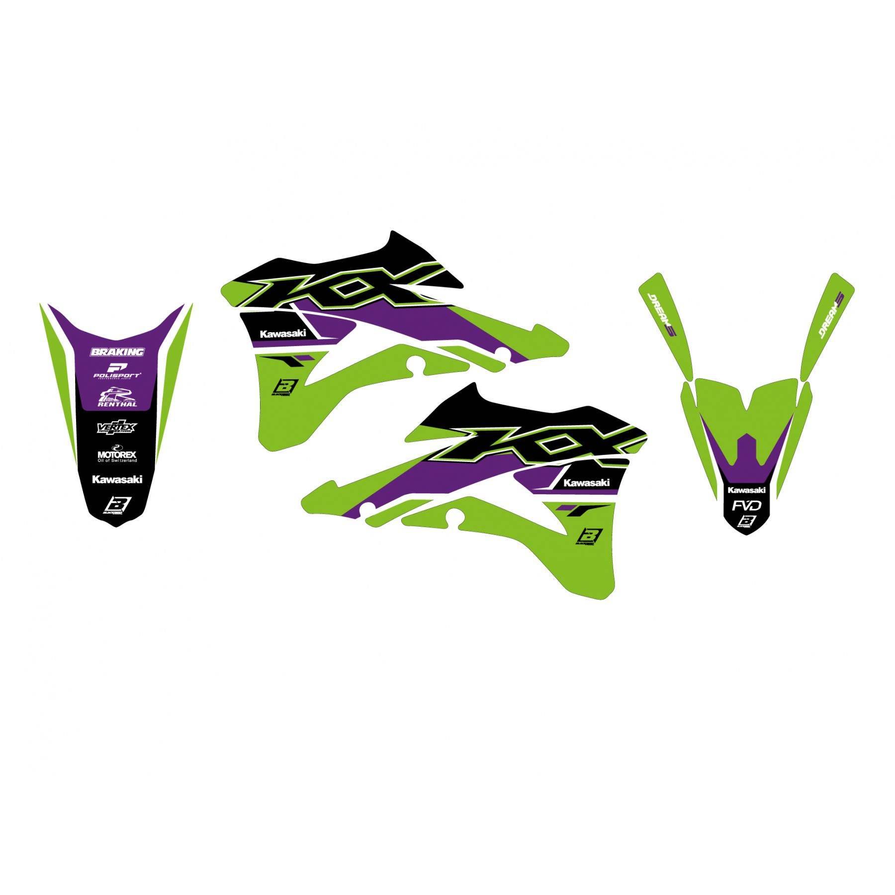 Blackbird Komplet Naklejek Oklein Kawasaki Kx 85 '14-'21 Dream 5 Kolor Ziel - zdjęcie 2