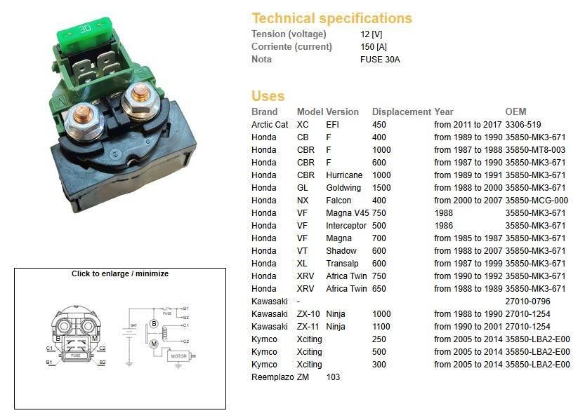 Dze Przekaźnik Rozrusznika Honda Cb 400F '89-'90; Cbr 600F '87-'90; Cbr1000