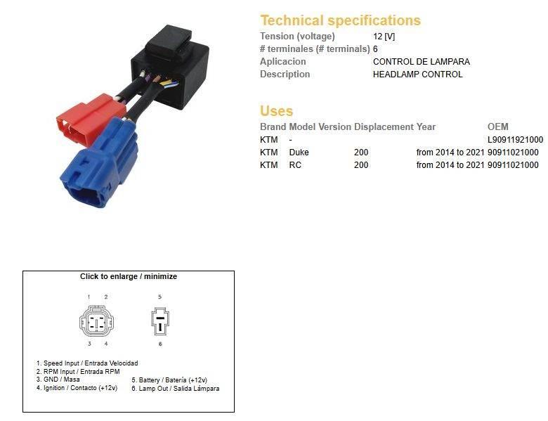 Dze Moduł Zapłonowy Lampa Przednia Ktm 200 Duke '14-'21; Rc 200 '14-'21 Oem