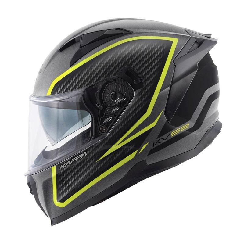 Kappa Kask Kv52 Kronos Integralny Z Blendą Kolor Tytanowy Czarny Żółty Fluo