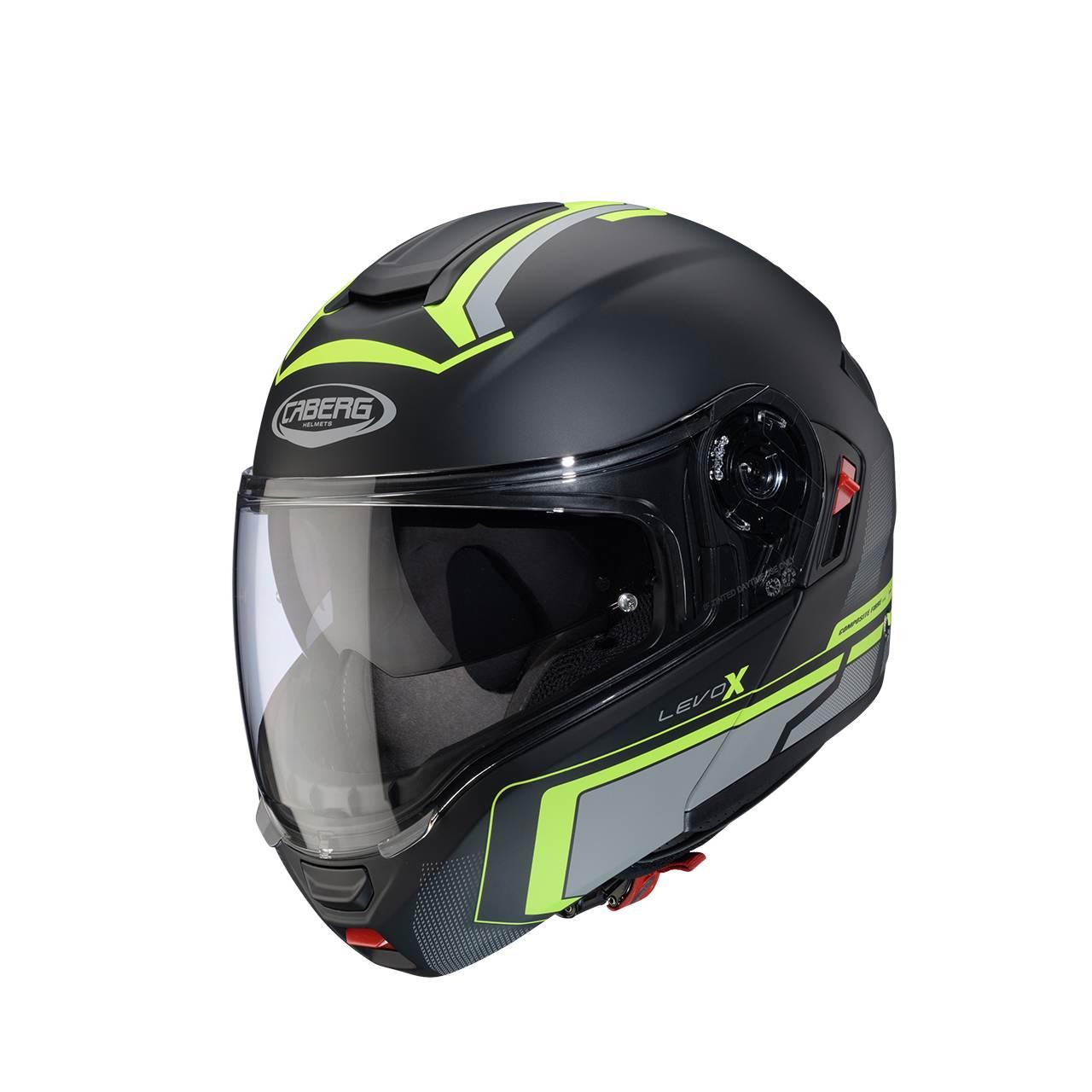 Caberg Kask Szczękowy Flip-Up Model Levo X Elite Kolor Czarny Mat/Szary/Zół - zdjęcie 4
