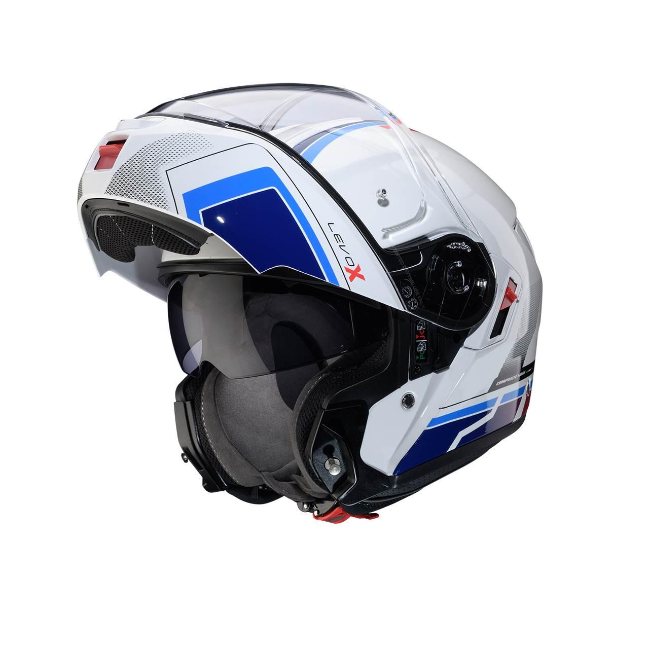 Caberg Kask Szczękowy Flip-Up Model Levo X Elite Kolor Biały/Niebieski/Błęk - zdjęcie 2