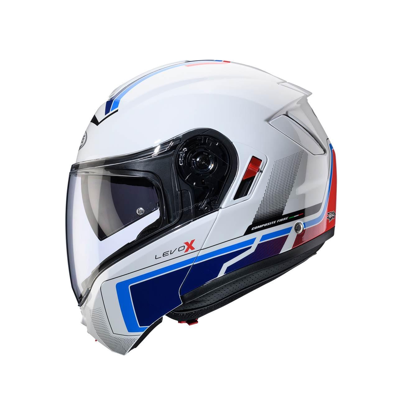 Caberg Kask Szczękowy Flip-Up Model Levo X Elite Kolor Biały/Niebieski/Błęk - zdjęcie 3