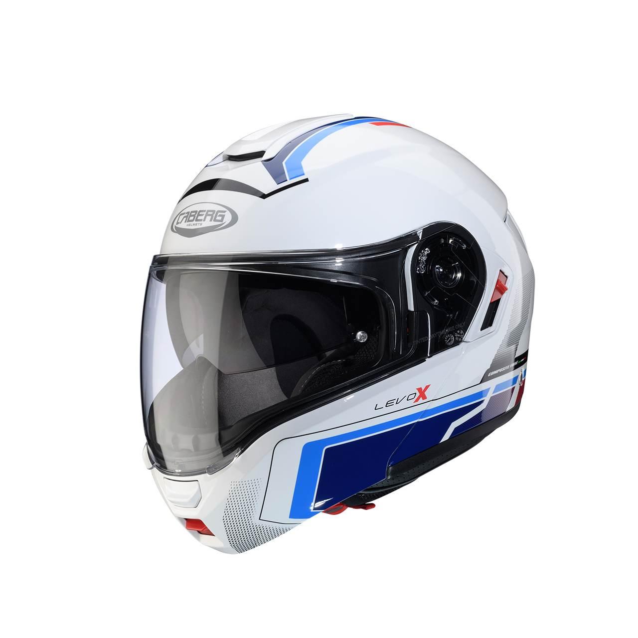 Caberg Kask Szczękowy Flip-Up Model Levo X Elite Kolor Biały/Niebieski/Błęk - zdjęcie 4