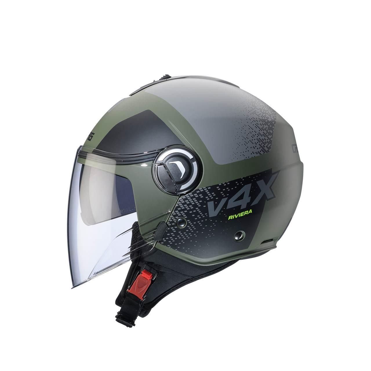 Caberg Kask Otwarty Jet Z Blendą Model Riviera V4X Alpha Kolor Zielony/Czar - zdjęcie 2