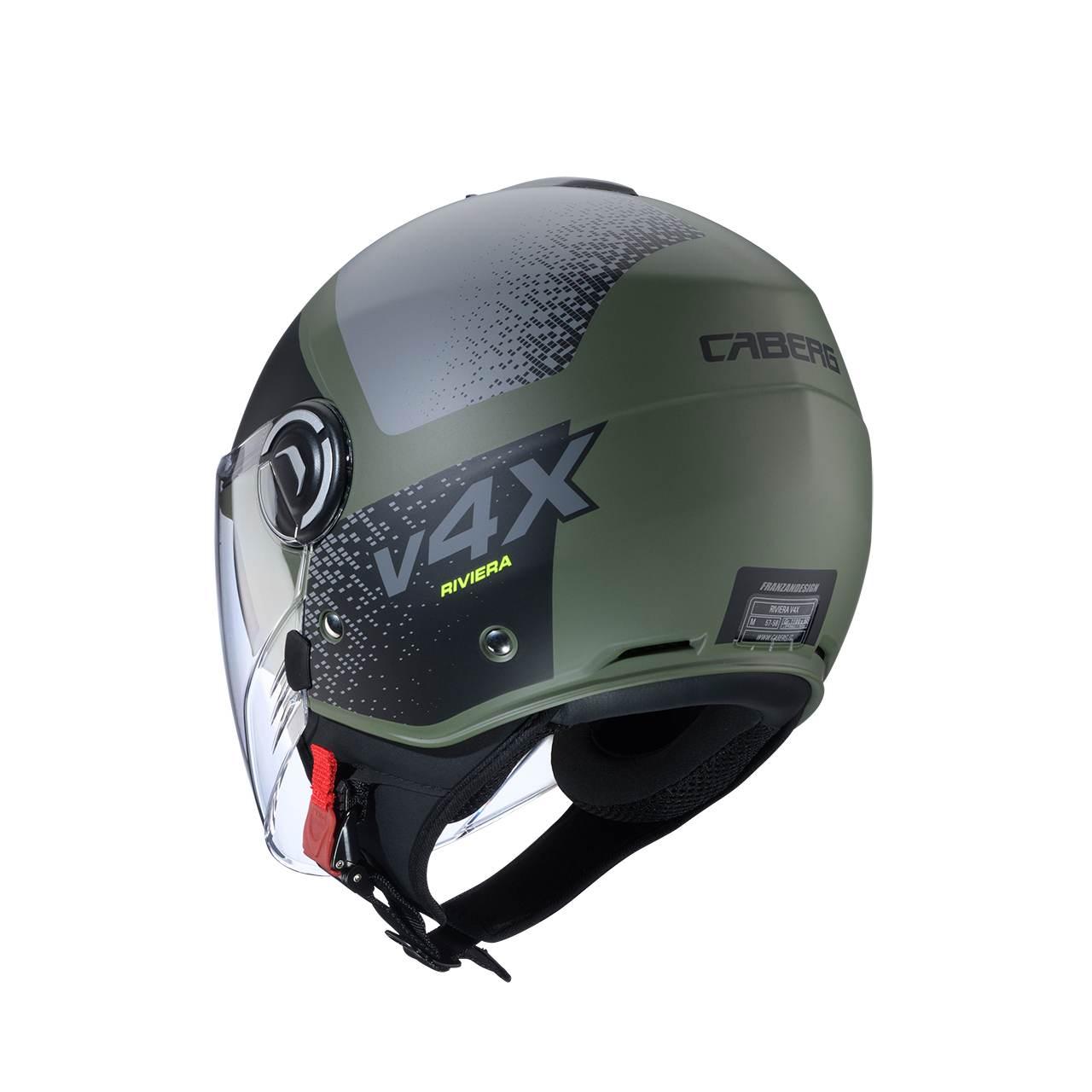 Caberg Kask Otwarty Jet Z Blendą Model Riviera V4X Alpha Kolor Zielony/Czar - zdjęcie 3