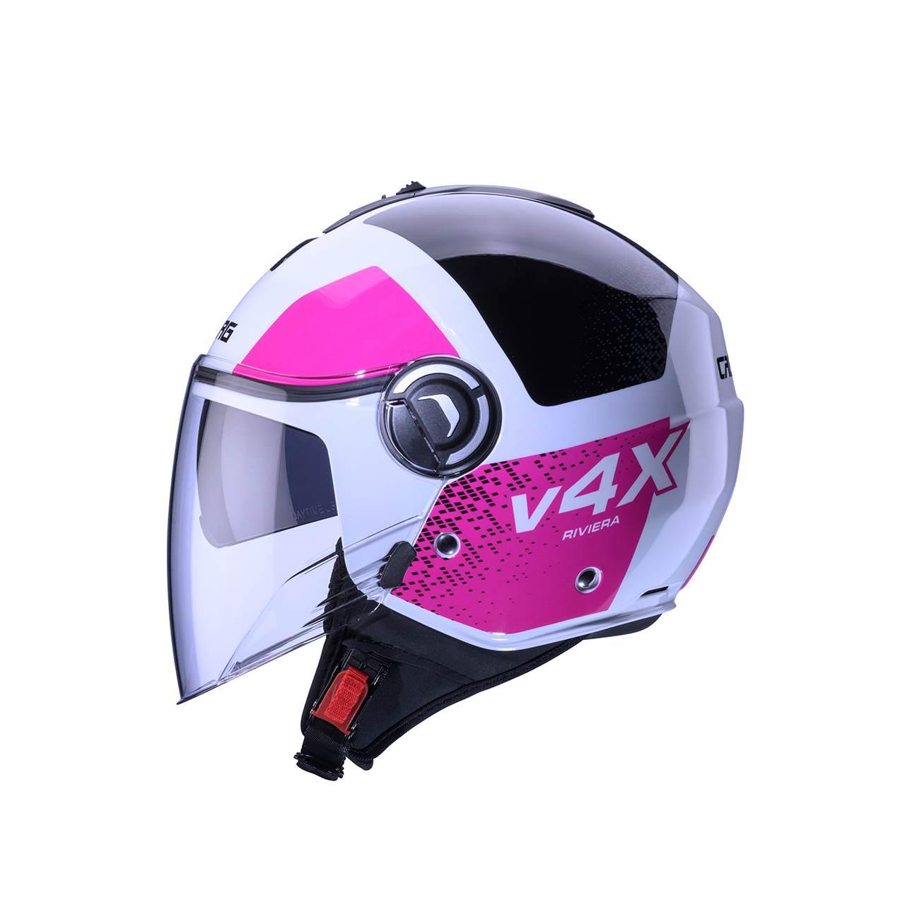 Caberg Kask Otwarty Jet Z Blendą Model Riviera V4X Alpha Kolor Biały/Czarny - zdjęcie 2