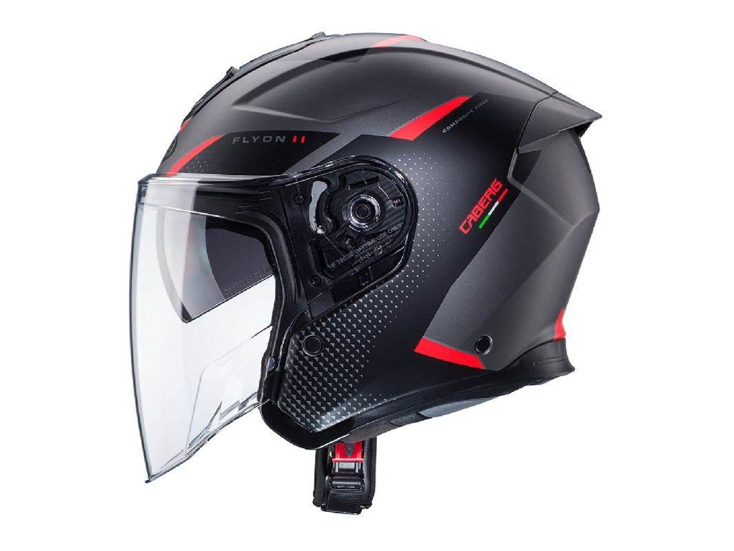 Caberg Kask Otwarty Jet Otwarty Flyon Ii Boss Kolor Czarny/Szary/Czerwony M - zdjęcie 2