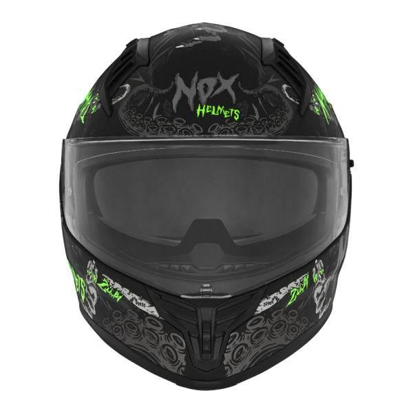 Nox Kask Integralny Full Face Z Blendą N401 Zumbi Kolor Czarny/Zielony Fluo - zdjęcie 2