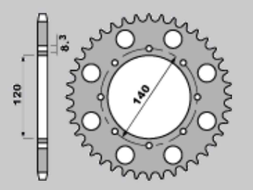 Jr Zębatka Tylna 491 38 Kawasaki Kle 250 '93-'01, Kle 500 '91-'07, Klr 650