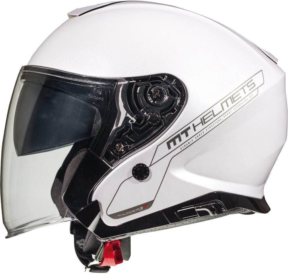 Mt Kask Otwarty Jet Z Blendą Thunder 3 Sv Jet Solid Pearl White Kolor Biały