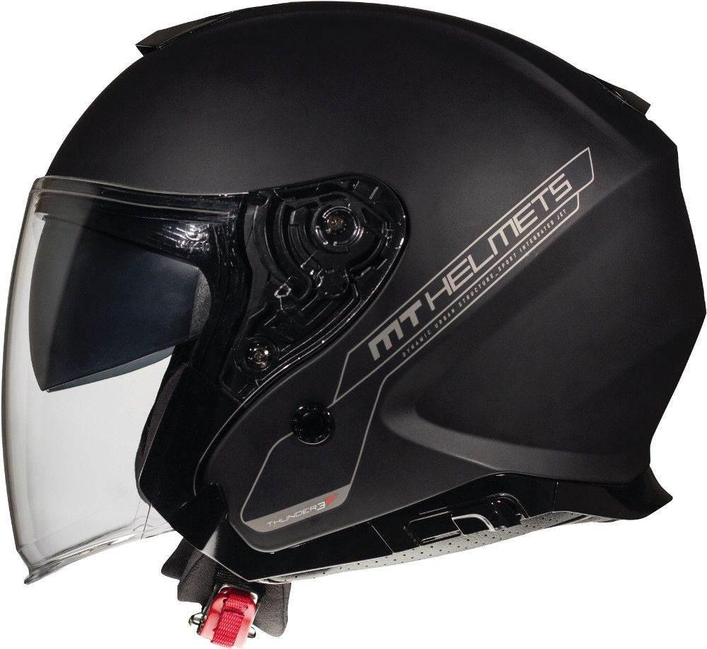 Mt Kask Otwarty Jet Z Blendą Thunder 3 Sv Jet Solid Matt Black Kolor Czarny