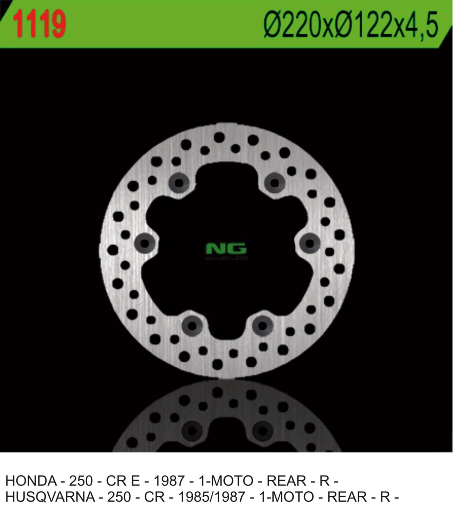 Ng Tarcza Hamulcowa Tył Husqvarna Cr 250 '85-'87 Honda Cr 250 87 ' 220X122X
