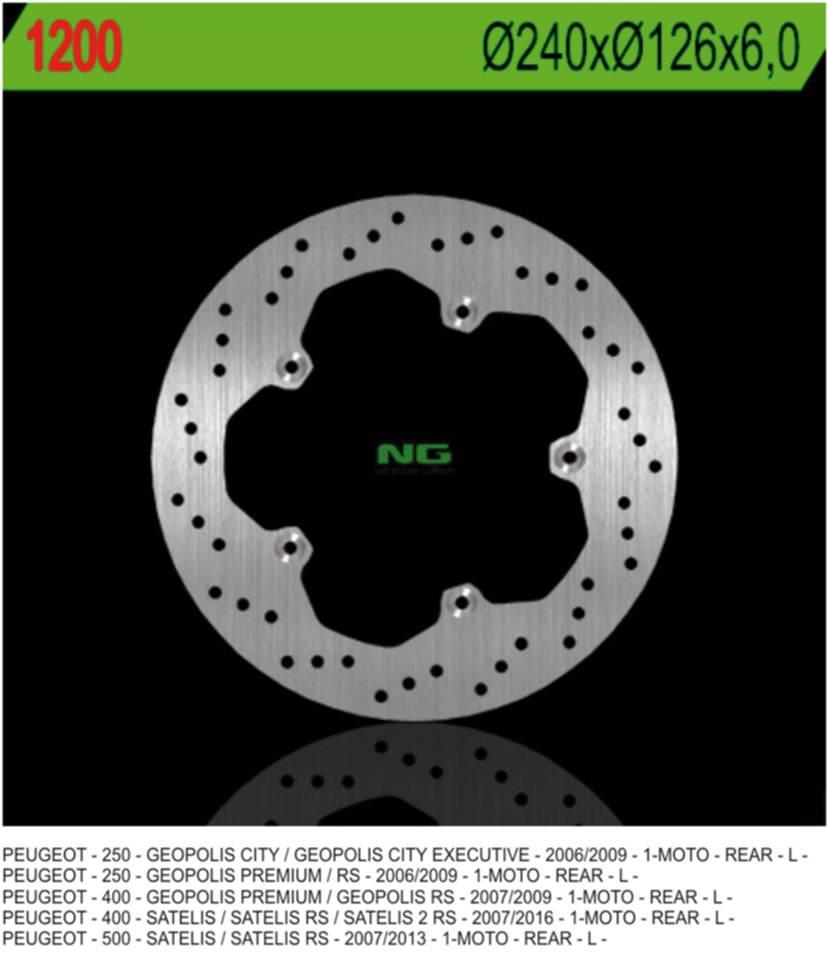 Ng Tarcza Hamulcowa Tył Peugeot 250/400/500 240X126X60 5X6,5Mm
