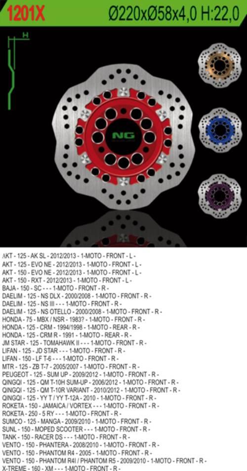 Ng Tarcza Hamulcowa Przód Daelim 125 '00-'08, Peugeot 125 Sum '09-'12, Tył